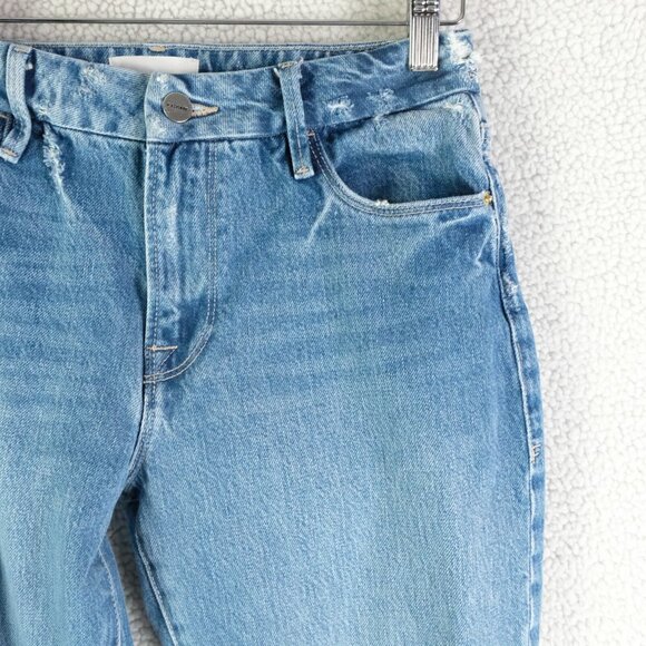 Frame Jeans Womens 26 Blue Le Mini Boot Cut Distressed Stone Wash Whiskers 34L - Picture 2 of 12